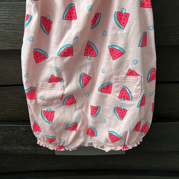 Carters Strawberry button Romper - Picture 3 of 6
